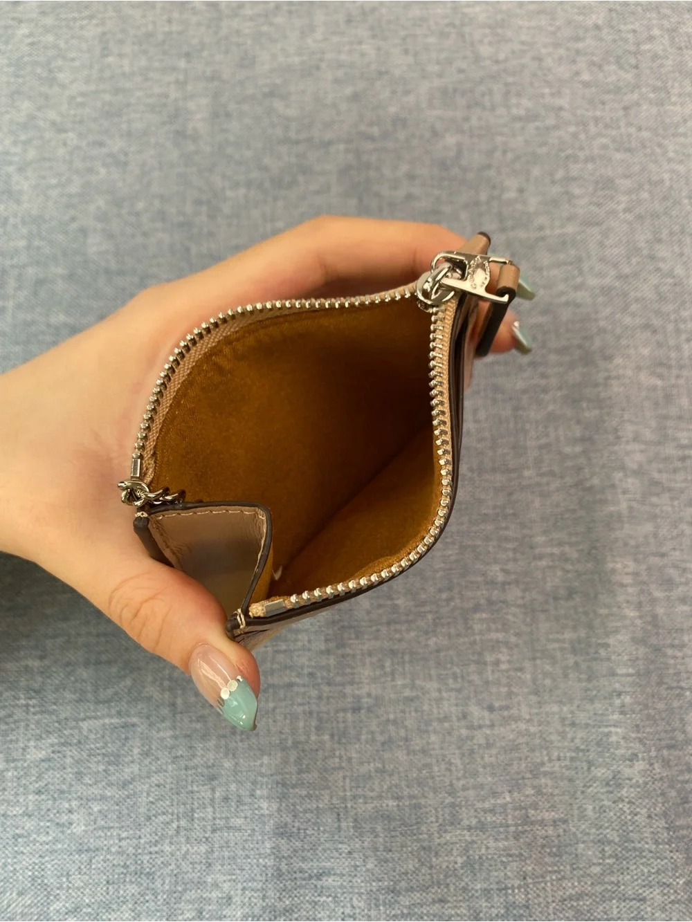 Coach Cream Card Holder with Gold Chain and Playful Charms